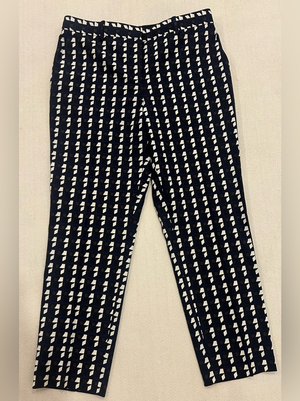 Theory Women's Treeca Geometric Virgin Wool Trouser Cropped Pants Size 10